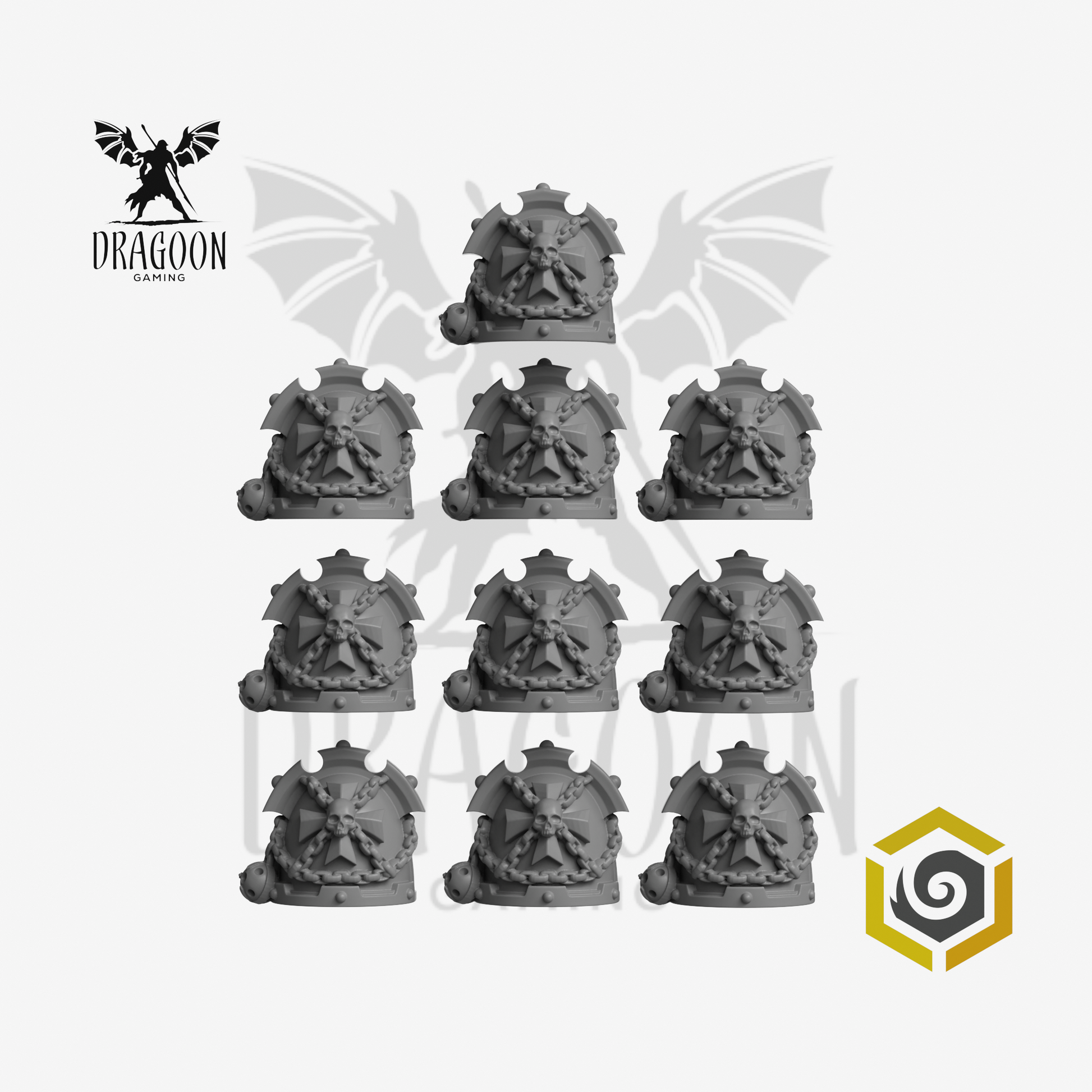 Crusader Templar Knight Leviathan Terminator Pauldrons - 28mm Resin - Black Templars Style - Warhammer 40k Compatible
