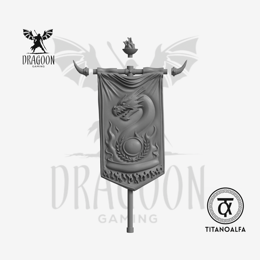 Dragoon Gaming 28mm Resin 18th Company Fire Drake Banner (Design 3, Left Handed) for Warhammer 40k Salamanders / Space Marine Conversion