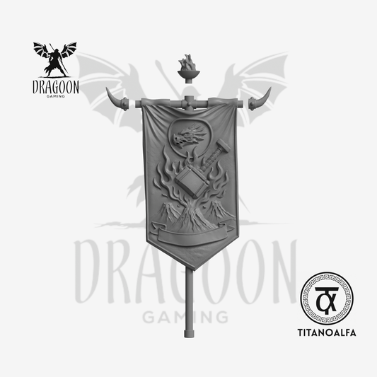 Dragoon Gaming 28mm Resin 18th Company Fire Drake Banner (Design 4, Left Handed) for Warhammer 40k Salamanders / Space Marine Conversion