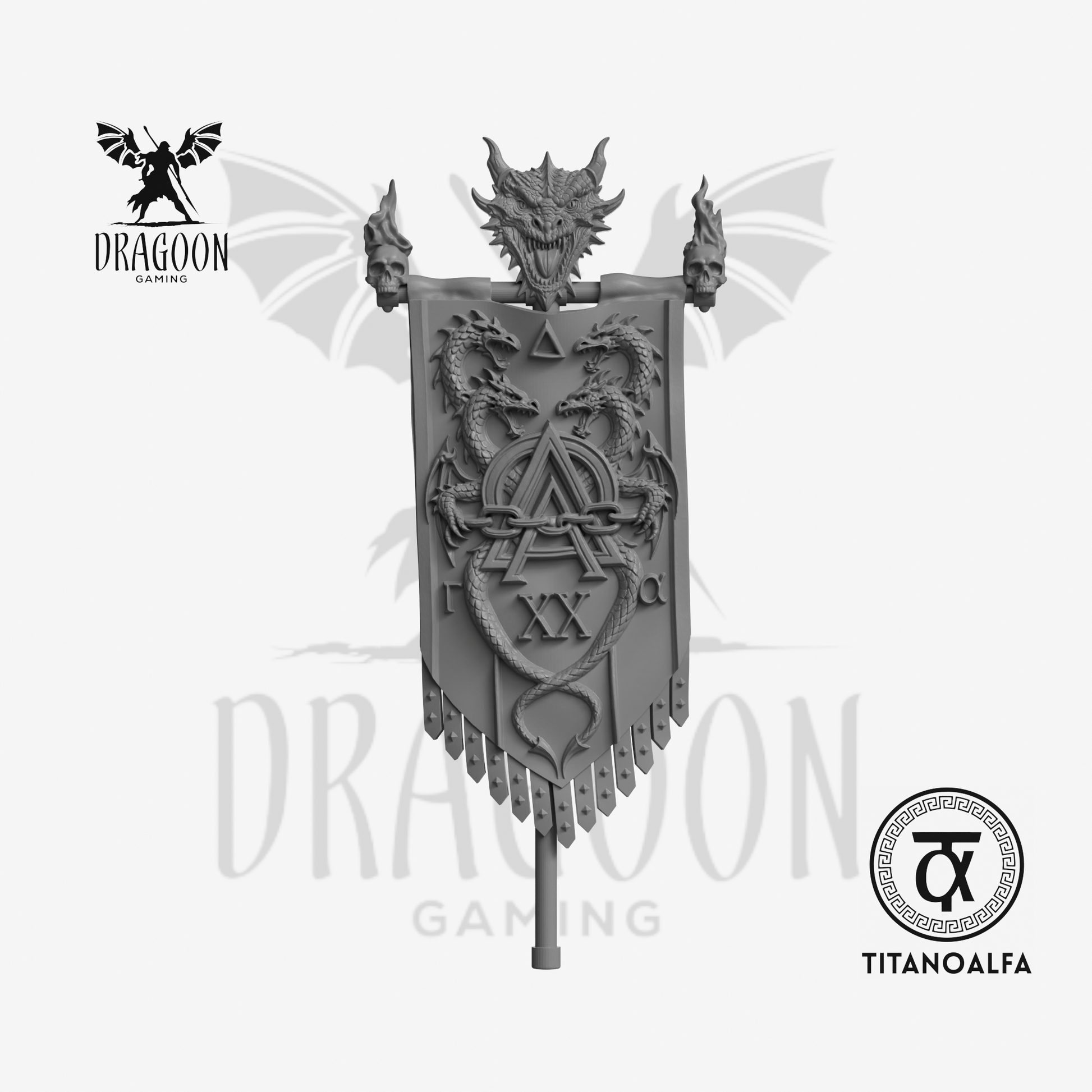 Dragoon Gaming 28mm Resin 20th Alpha Company Hydra Banner (Design 2, Left Handed) for Warhammer 40k Alpha Legion / Chaos Space Marine Conversion