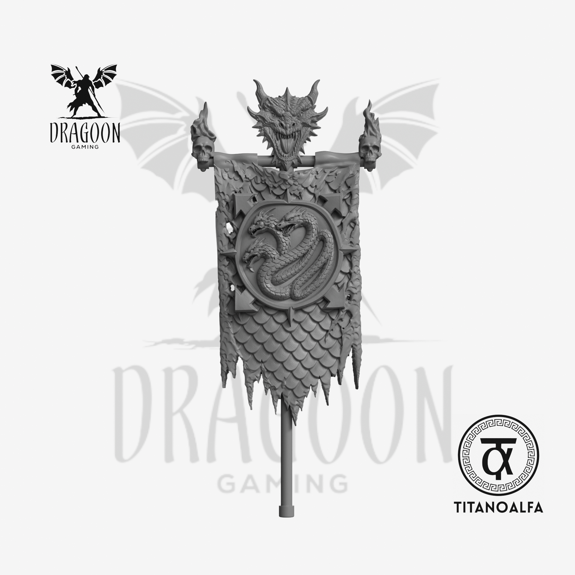 Dragoon Gaming 28mm Resin 20th Alpha Company Hydra Banner (Left Handed) for Warhammer 40k Alpha Legion / Chaos Space Marine Conversion