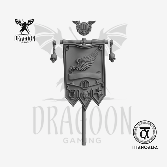 Dragoon Gaming 28mm Resin 3rd Legion Emperor's Banner (Design 4, Left Handed) for Warhammer 40k Emperor's Children / Chaos Space Marine Conversion