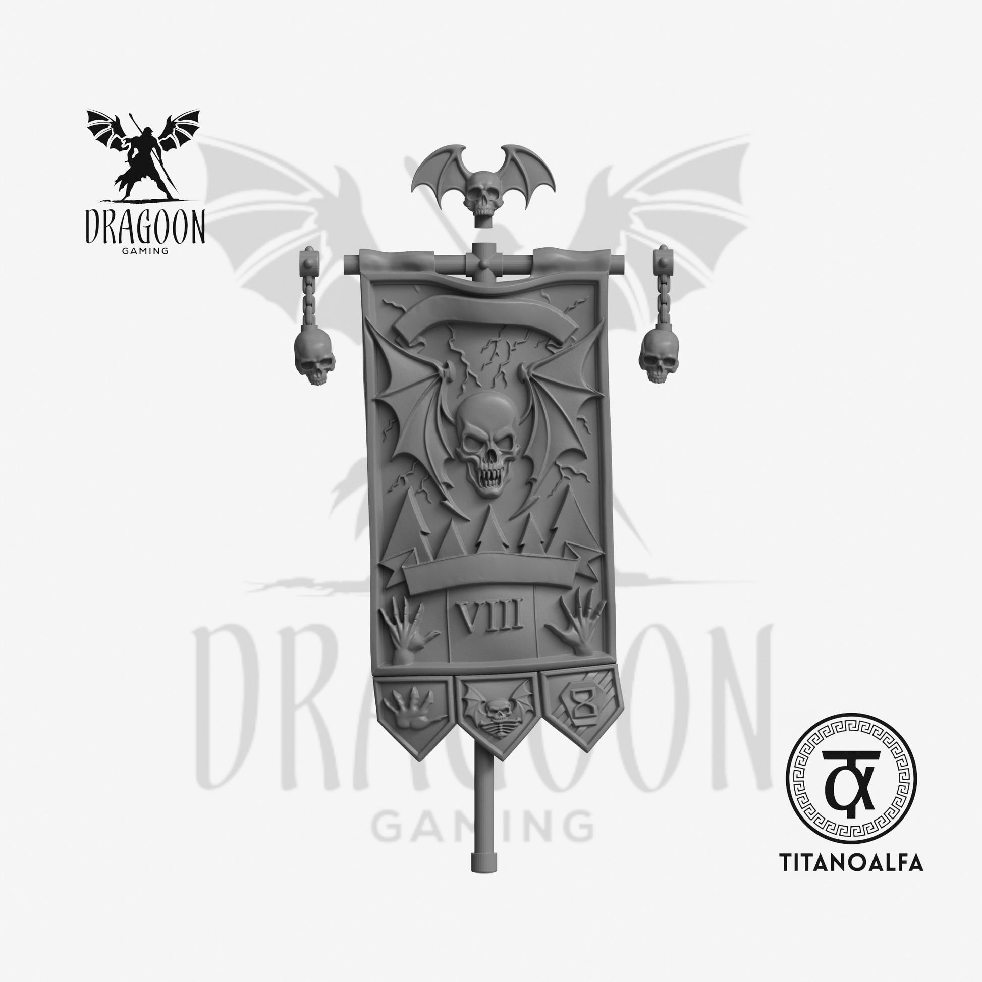 Dragoon Gaming 28mm Resin Lords of Night 8th Legion Banner (Design 2) for Warhammer 40k Night Lords / Chaos Space Marine Conversion