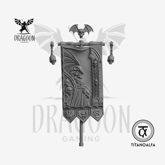 Dragoon Gaming 28mm Resin 8th Legion Banner (Night Warrior, Left Handed) for Warhammer 40k Night Lords / Chaos Space Marine Conversion