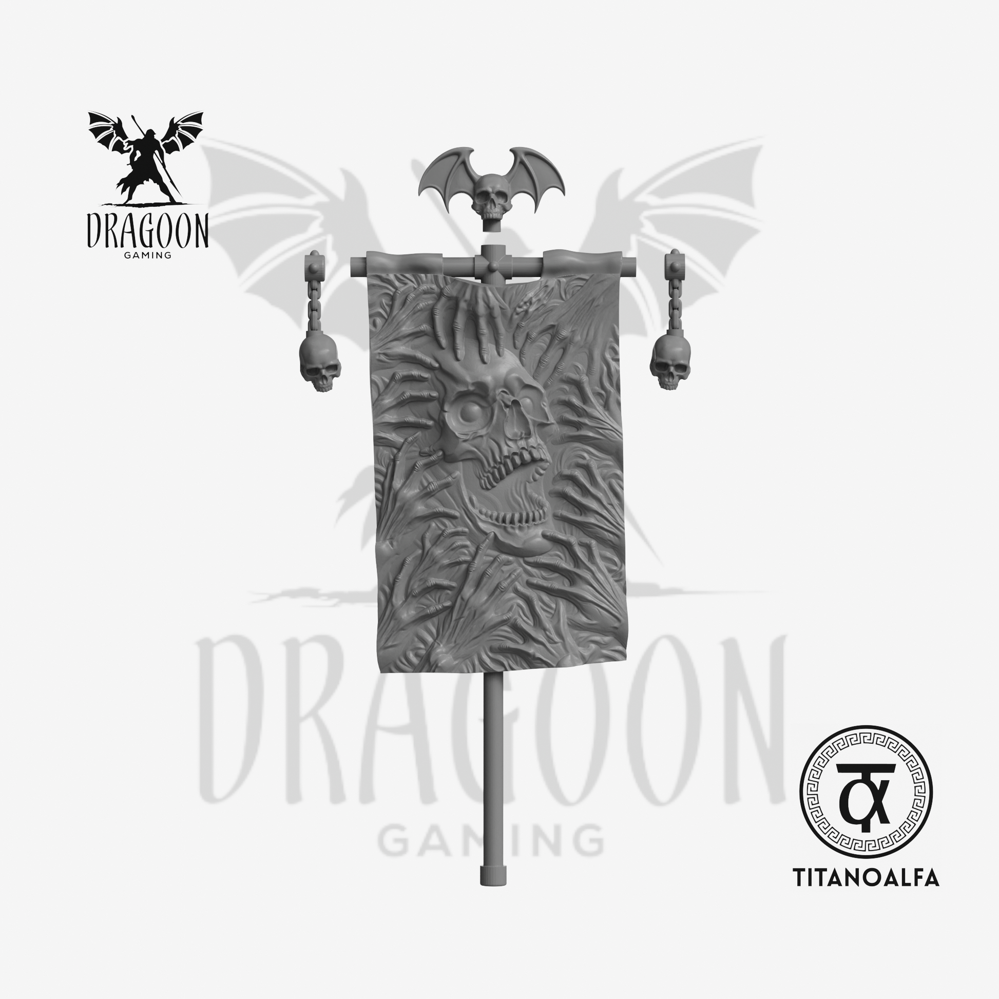 Dragoon Gaming 28mm Resin 8th Legion Banner (Tormented Skull, Left Handed) for Warhammer 40k Night Lords / Chaos Space Marine Conversion