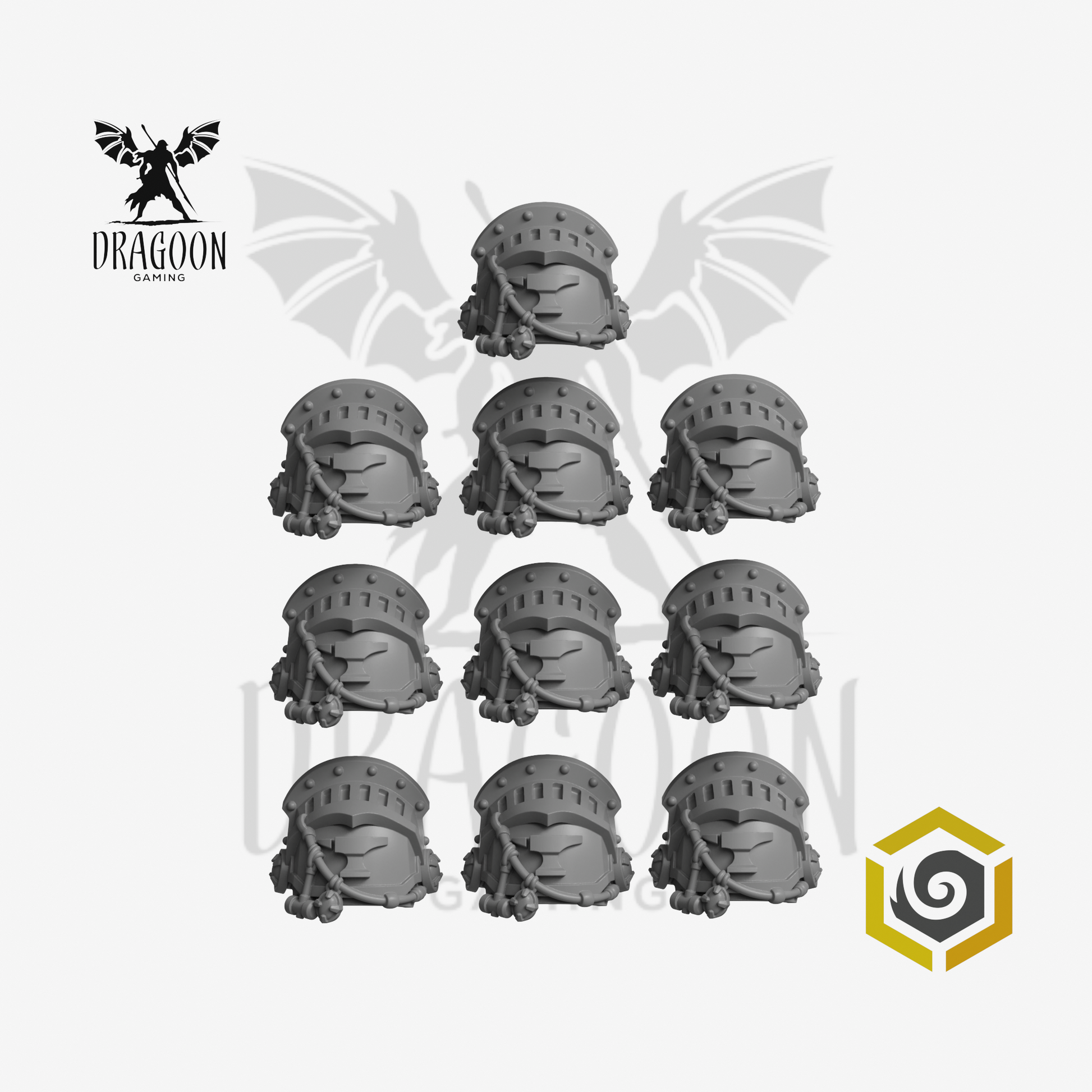 Dragoon Gaming 28mm Resin Anvil Pauldrons for Warhammer 40k Salamanders / Age of Sigmar Fyreslayers Conversion (10 Pack)