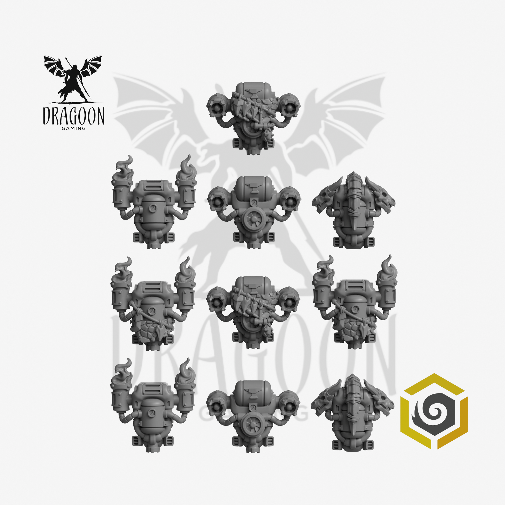 Dragoon Gaming 28mm Resin Anvil Wardens Backpacks for Warhammer 40k Salamanders / Space Marine Conversion (10 Pack)