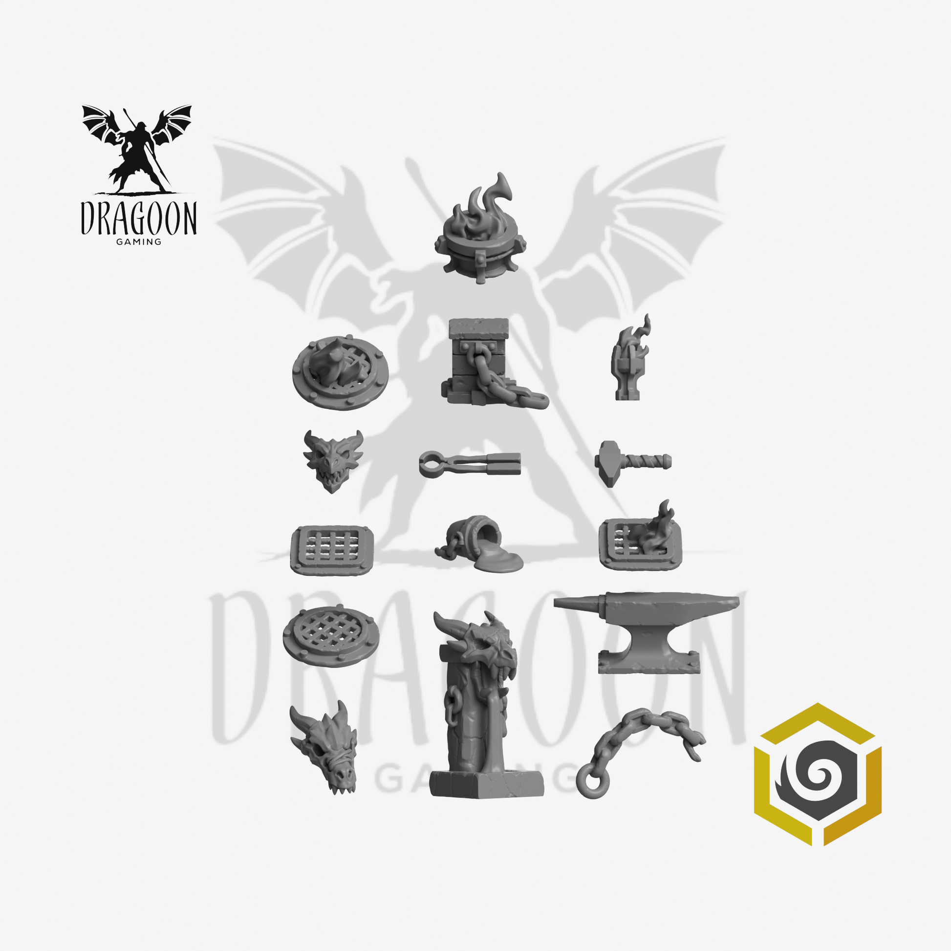Dragoon Gaming 28mm Resin Anvil Wardens Basing Bits (15 Pack) for Warhammer 40k Salamanders / Age of Sigmar Fyreslayers