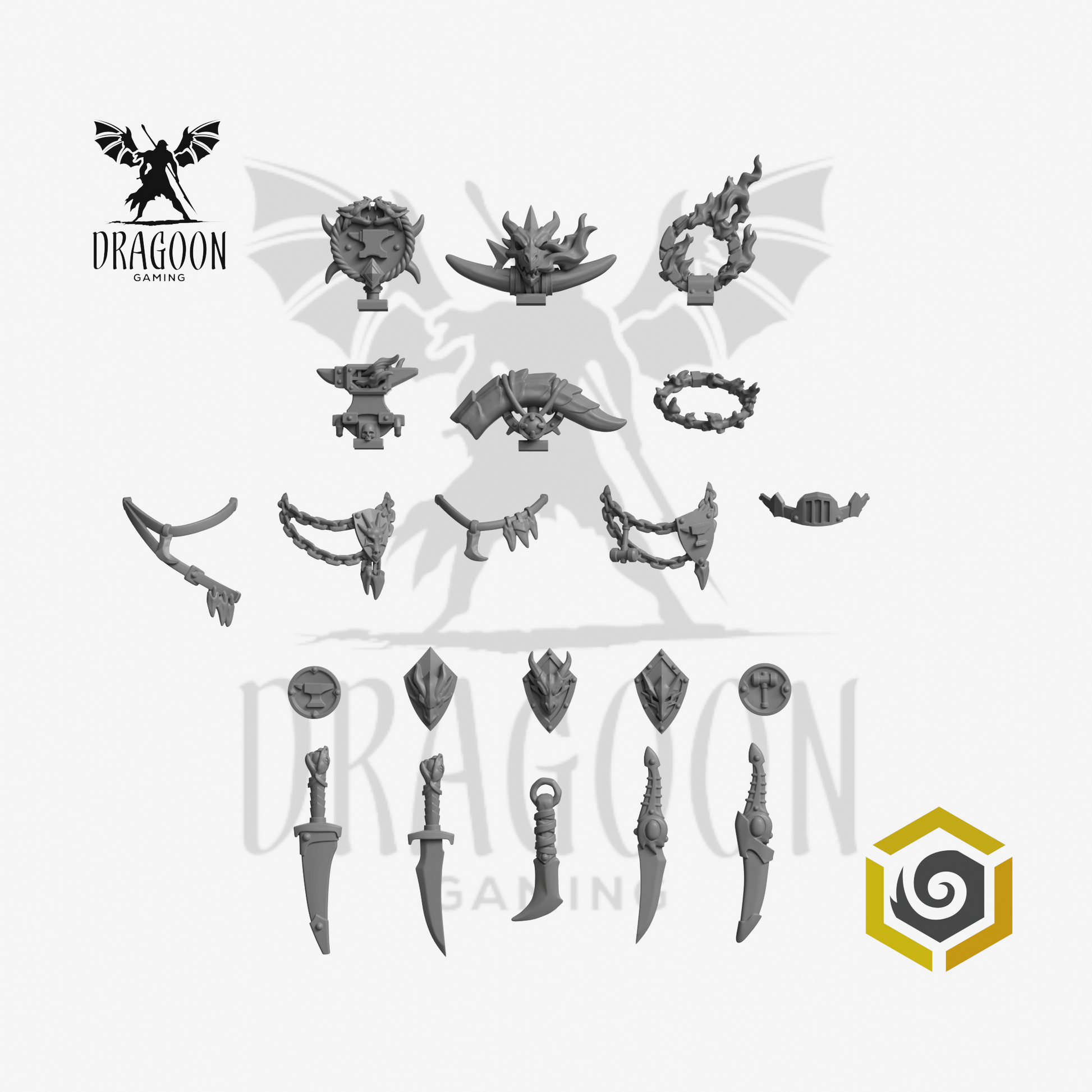 Dragoon Gaming 28mm Resin Anvil Wardens Decoration Pack (Totems, Necklaces, etc.) for Warhammer 40k Salamanders / Space Marine Conversion (21 Pcs)
