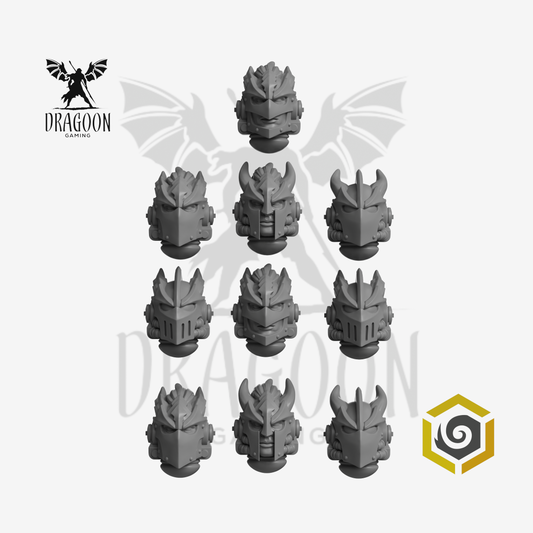 Dragoon Gaming 28mm Resin Anvil Wardens Dragon Helmets for Warhammer 40k Salamanders / Space Marine Conversion (10 Pack)