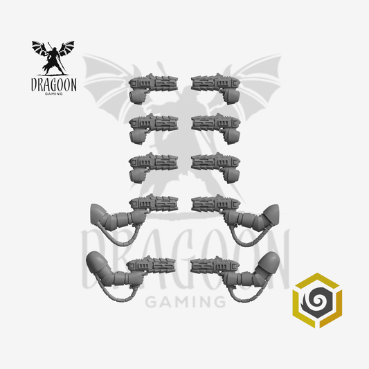 Dragoon Gaming 28mm Resin Anvil Wardens Hellfire Pistols for Warhammer 40k Salamanders / Space Marine Conversion (5 Pairs)