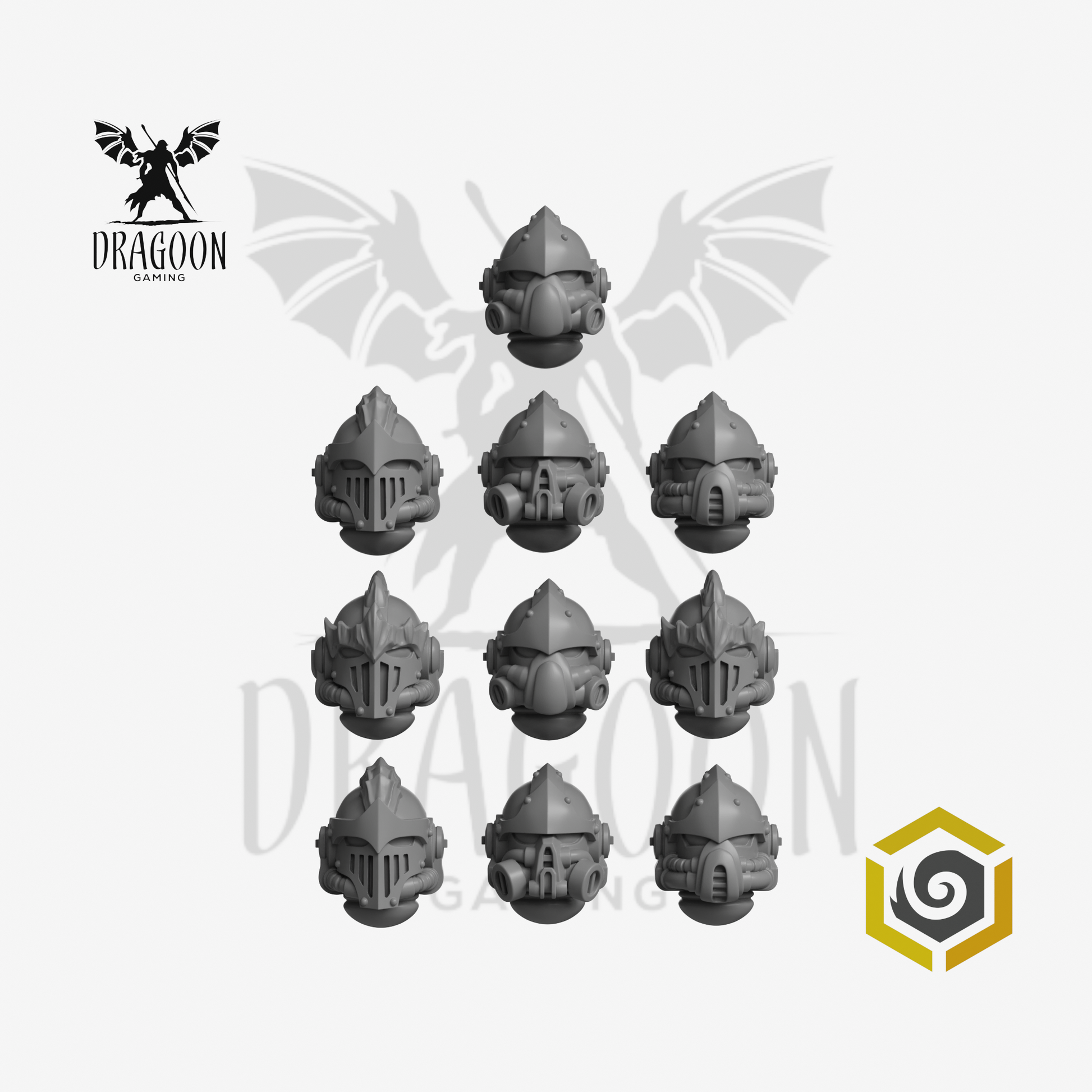 Dragoon Gaming 28mm Resin Anvil Wardens Helmets for Warhammer 40k Salamanders / Space Marine Conversion (10 Pack)