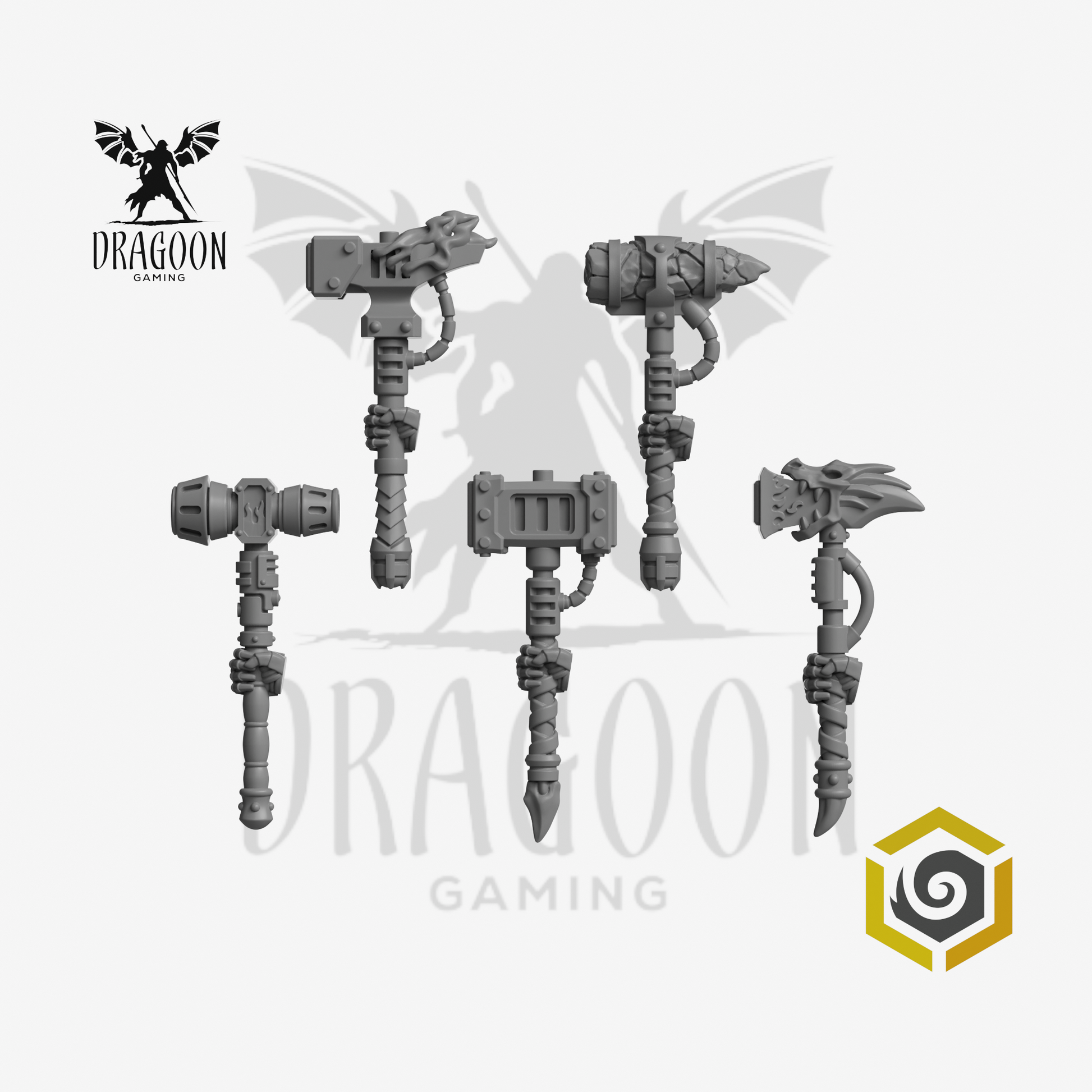 Dragoon Gaming 28mm Resin Anvil Wardens Mixed Storm Hammers for Warhammer 40k Salamanders / Age of Sigmar Stormcast Conversion (5 Pack)
