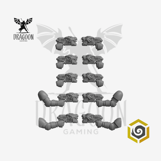 Dragoon Gaming 28mm Resin Anvil Wardens Plasma Pistols for Warhammer 40k Salamanders / Space Marine Conversion (5 Pairs)