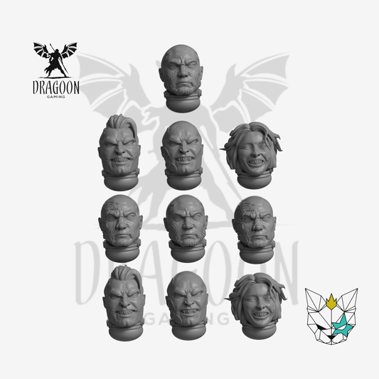 Dragoon Gaming 28mm Resin Carcharodon Style Heads for Warhammer 40k Space Marine Conversion (10 Pack) Space Sharks