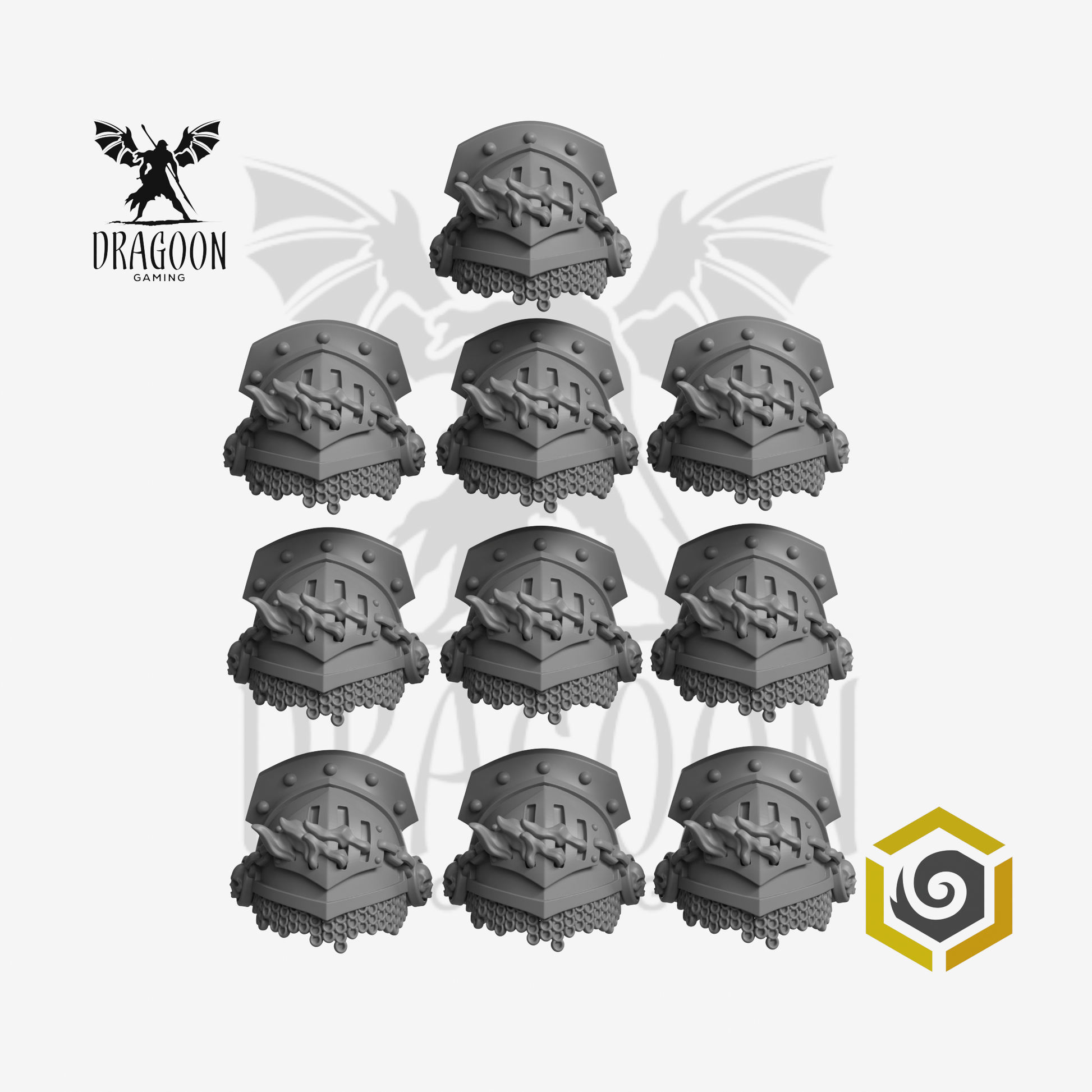 Dragoon Gaming 28mm Resin Chain Mail Fire Pauldrons for Warhammer 40k Salamanders / Age of Sigmar Fyreslayers Conversion (10 Pack)