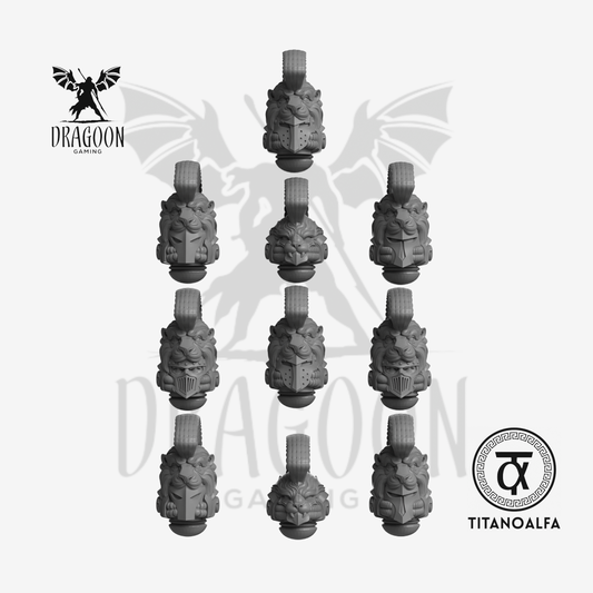 Dragoon Gaming 28mm Resin Crested Lion Helmets for Warhammer 40k Dark Angels / Space Marine Conversion (10 Pack)