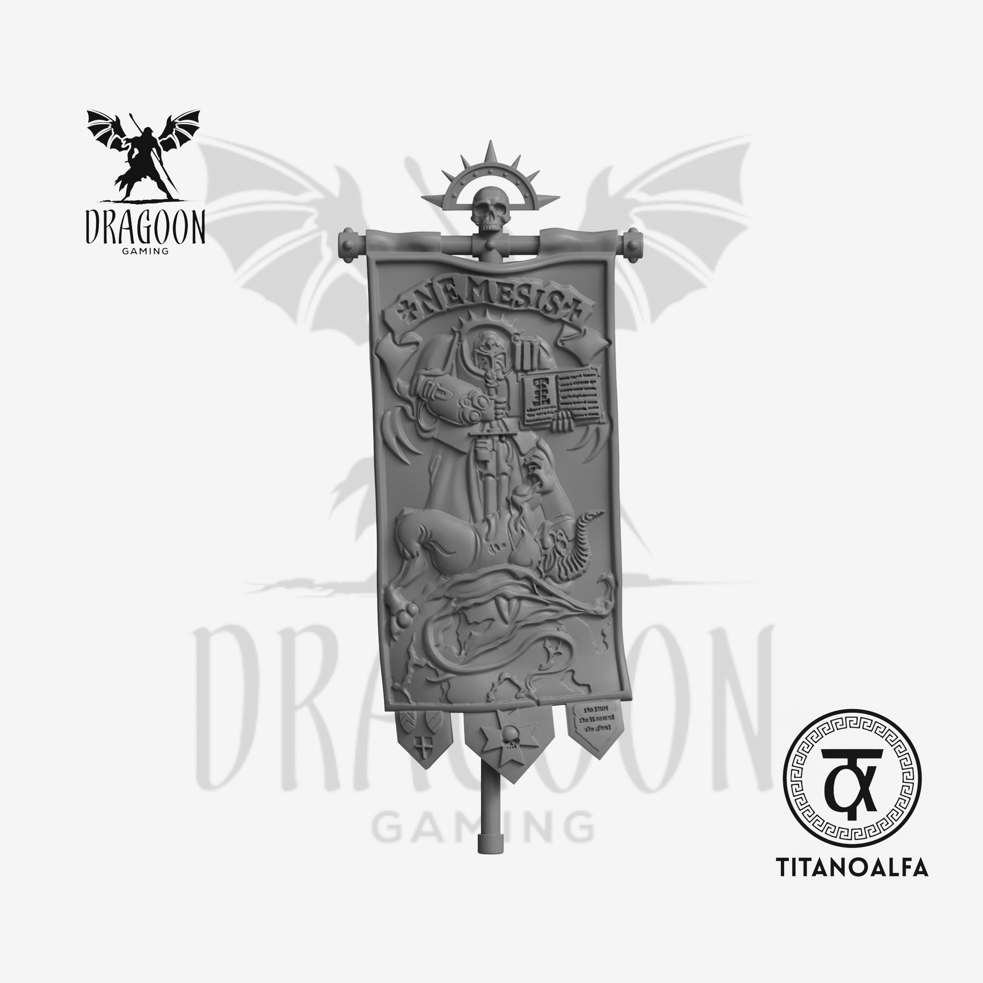 Dragoon Gaming 28mm Resin Daemon Hunters Banner (Knight Slaying Daemon, Left Handed) for Warhammer 40k Grey Knight / Space Marine Conversion
