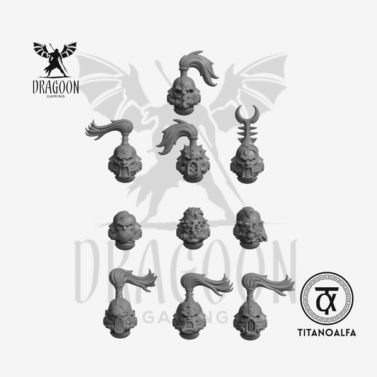 Dragoon Gaming 28mm Resin Decadent Legions Helmets for Warhammer 40k Emperor's Children / Slaanesh Chaos Space Marine Conversion (10 Pack)