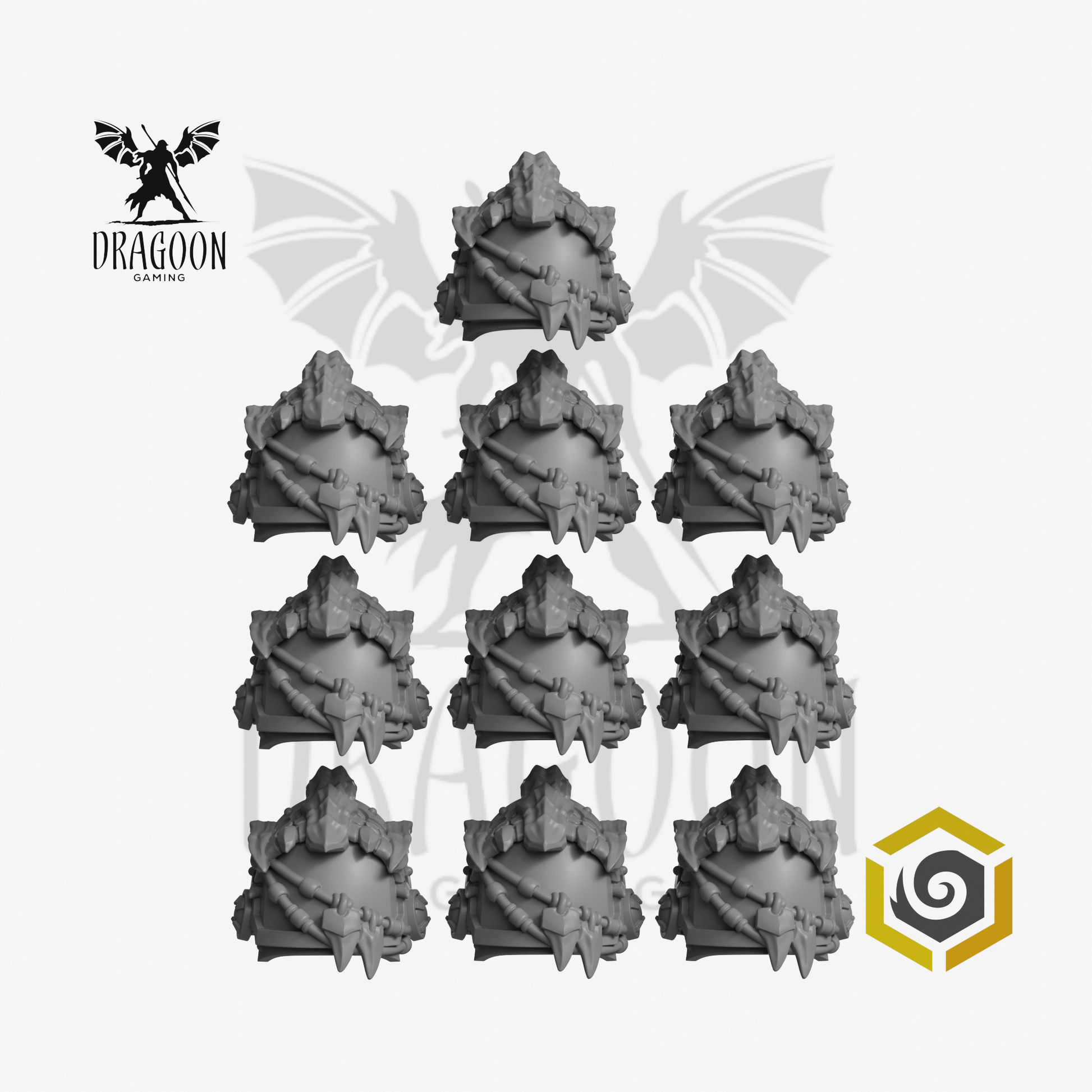 Dragoon Gaming 28mm Resin Dragon Claw Pauldrons for Warhammer 40k Salamanders / Age of Sigmar Stormcast Conversion (10 Pack)