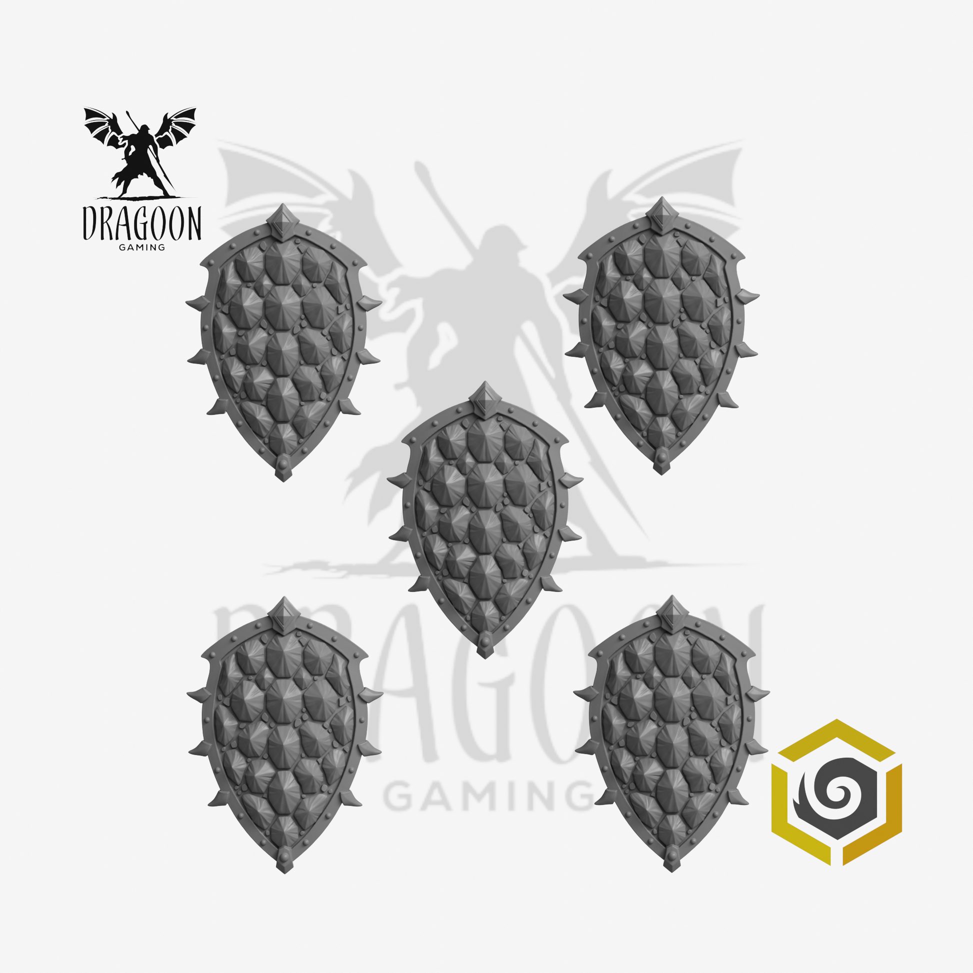 Dragoon Gaming 28mm Resin Dragon Scale Shields for Warhammer 40k Salamanders / Age of Sigmar Stormcast Conversion (5 Pack)