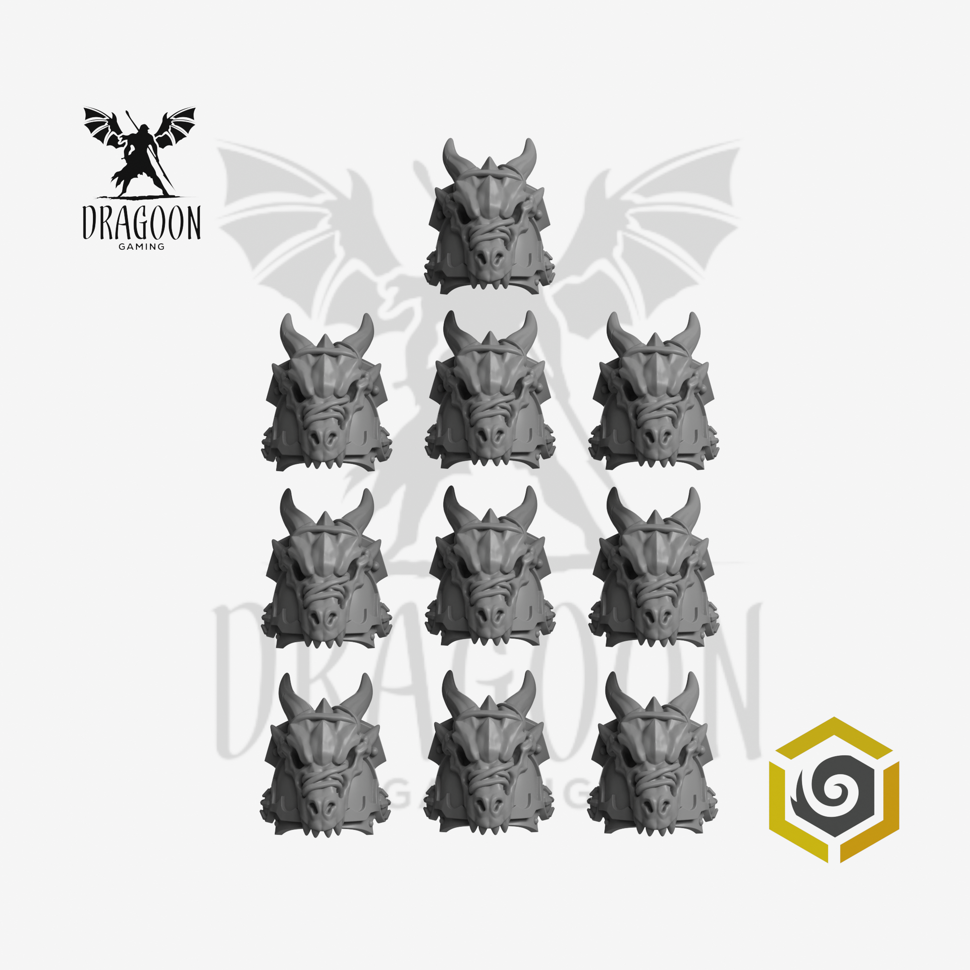 Dragoon Gaming 28mm Resin Dragon Skull Pauldrons for Warhammer 40k Salamanders / Age of Sigmar Stormcast Conversion (10 Pack)