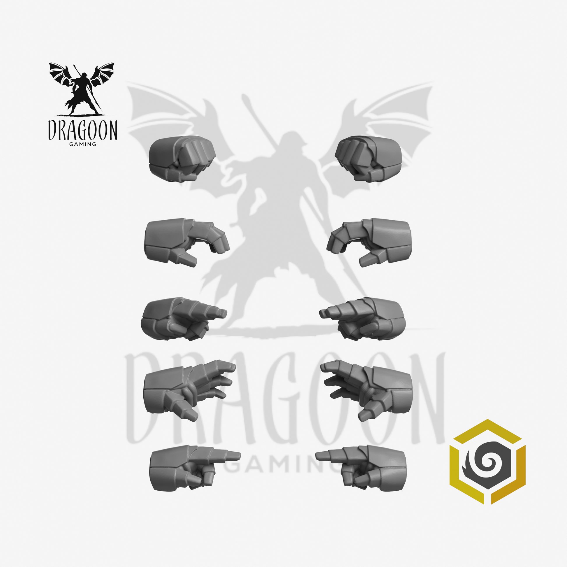 Dragoon Gaming 28mm Resin Space Knight Tactical Hands (Dynamic Poses) for Warhammer 40k Space Marine Conversion (5 Pairs)