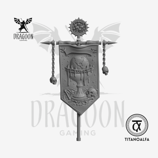 Dragoon Gaming 28mm Resin Eaters of the World Banner (Goblet of Blood, Left Handed, Design 6) for Warhammer 40k World Eaters / Chaos Space Marine Conversion