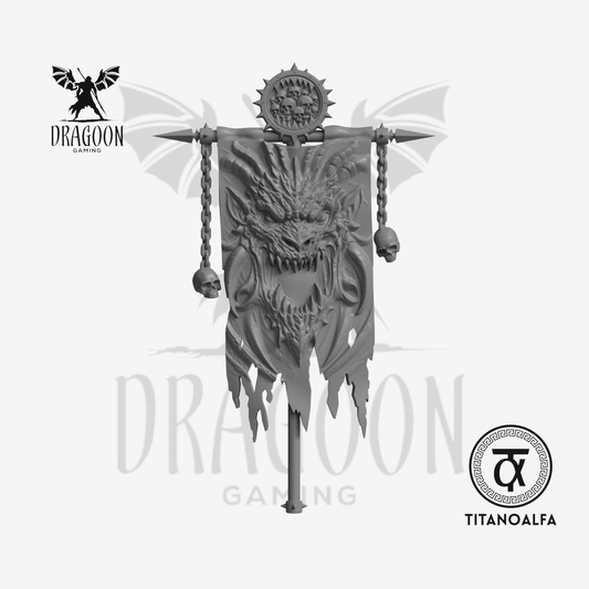Dragoon Gaming 28mm Resin Eaters of the World Banner (Anger Daemon, Left Handed) for Warhammer 40k World Eaters / Chaos Space Marine Conversion