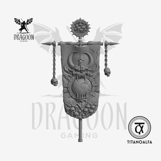Dragoon Gaming 28mm Resin Eaters of the World Banner (Daemon eating world, Left Handed) for Warhammer 40k World Eaters / Chaos Space Marine Conversion