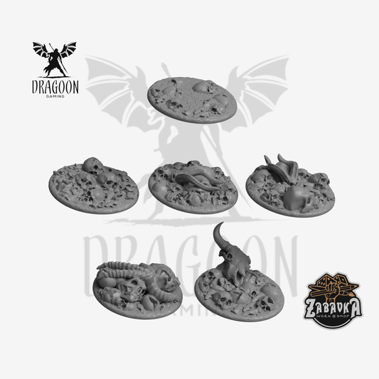 Dragoon Gaming 25mm Resin Field of Skulls Base Toppers for Warhammer 40k Guardsmen / Space Marine Miniatures Basing (6 Pack)
