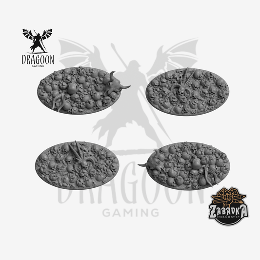 Dragoon Gaming 60x35mm Oval Resin Field of Skulls Base Toppers for Warhammer 40k Outrider / Bike Miniatures Basing (4 Pack)