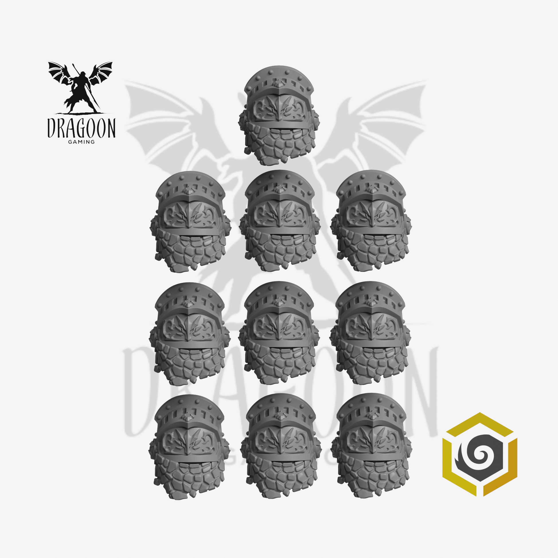 ragoon Gaming 28mm Resin Fire Dragon Pauldrons for Warhammer 40k Salamanders / Age of Sigmar Stormcast Conversion (10 Pack)