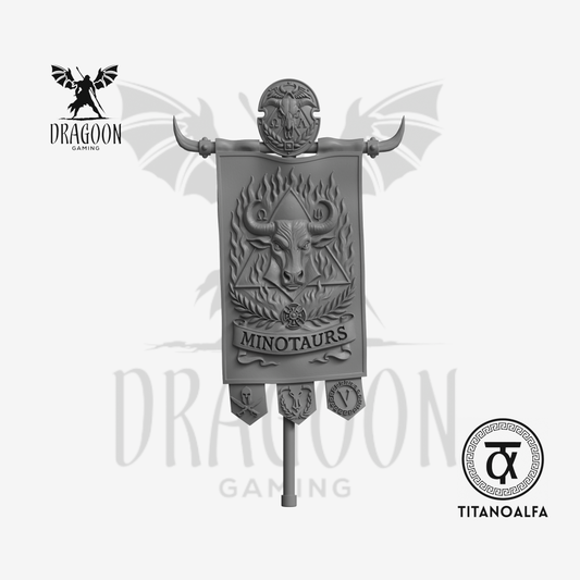 Dragoon Gaming 28mm Resin Flaming Bull Banner (Left Handed) for Warhammer 40k Minotaurs / Salamanders Conversion