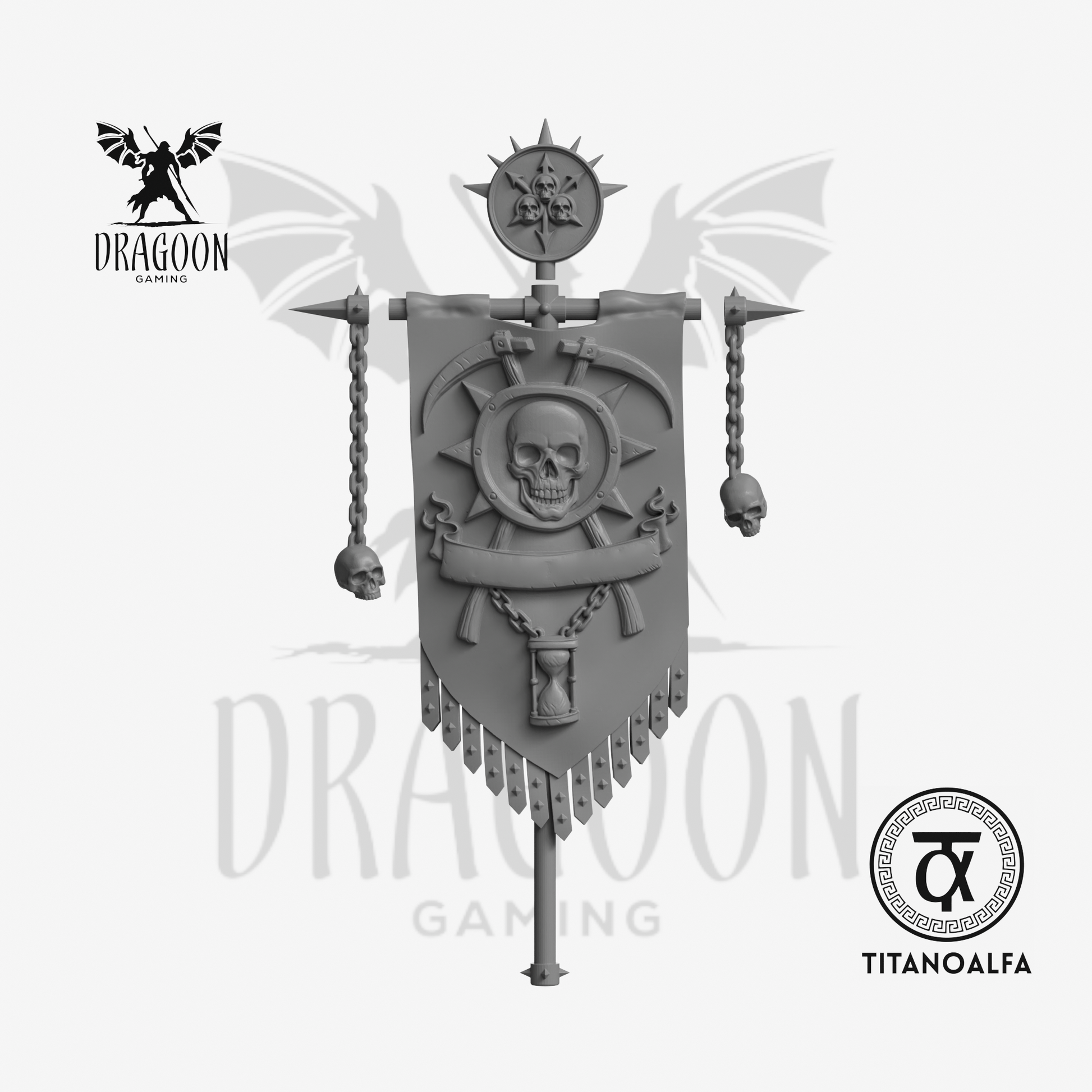 Dragoon Gaming 28mm Resin Guards of Decay Banner (Skull & Scythes, Left Handed) for Warhammer 40k Death Guard / Nurgle Chaos Space Marine Conversion