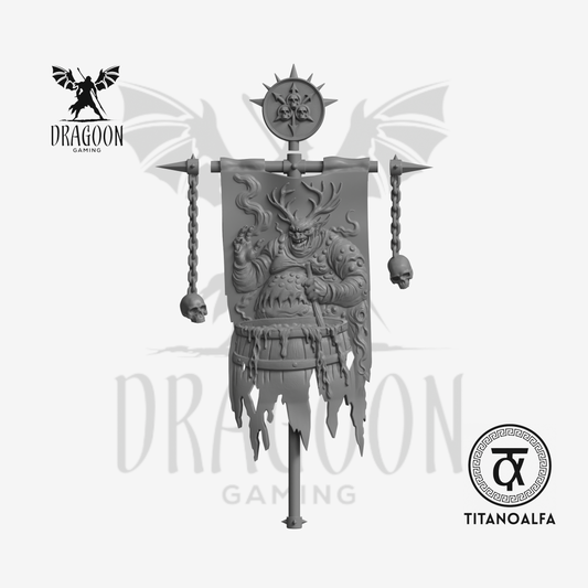Dragoon Gaming 28mm Resin Guards of Decay Banner (Cauldron Daemon, Left Handed) for Warhammer 40k Death Guard / Nurgle Chaos Space Marine Conversion