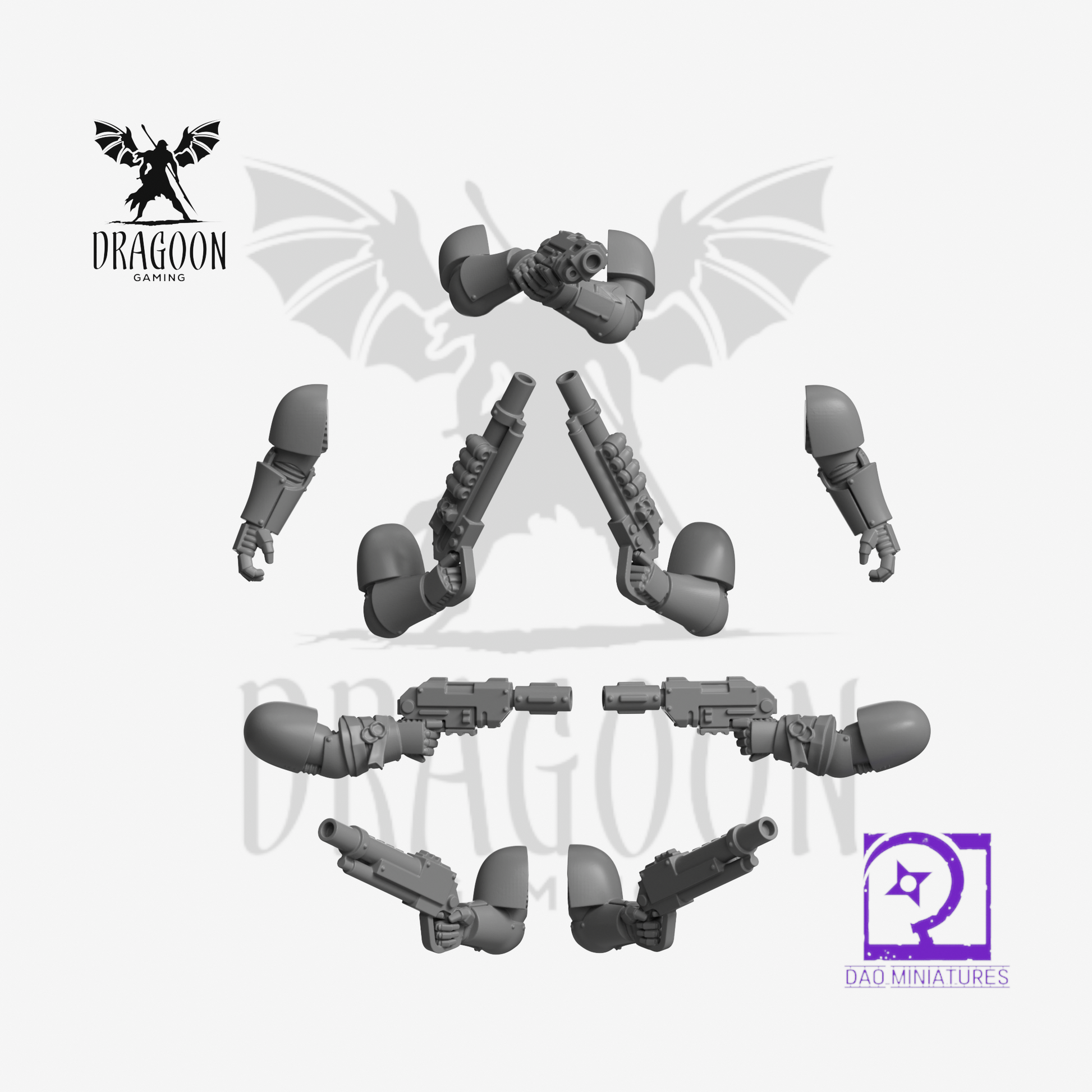 Dragoon Gaming 28mm Resin Gun Slinger Arms with Pistols (4 Pairs + 1 Two-Handed Pose) for Warhammer 40k Space Marine Conversion