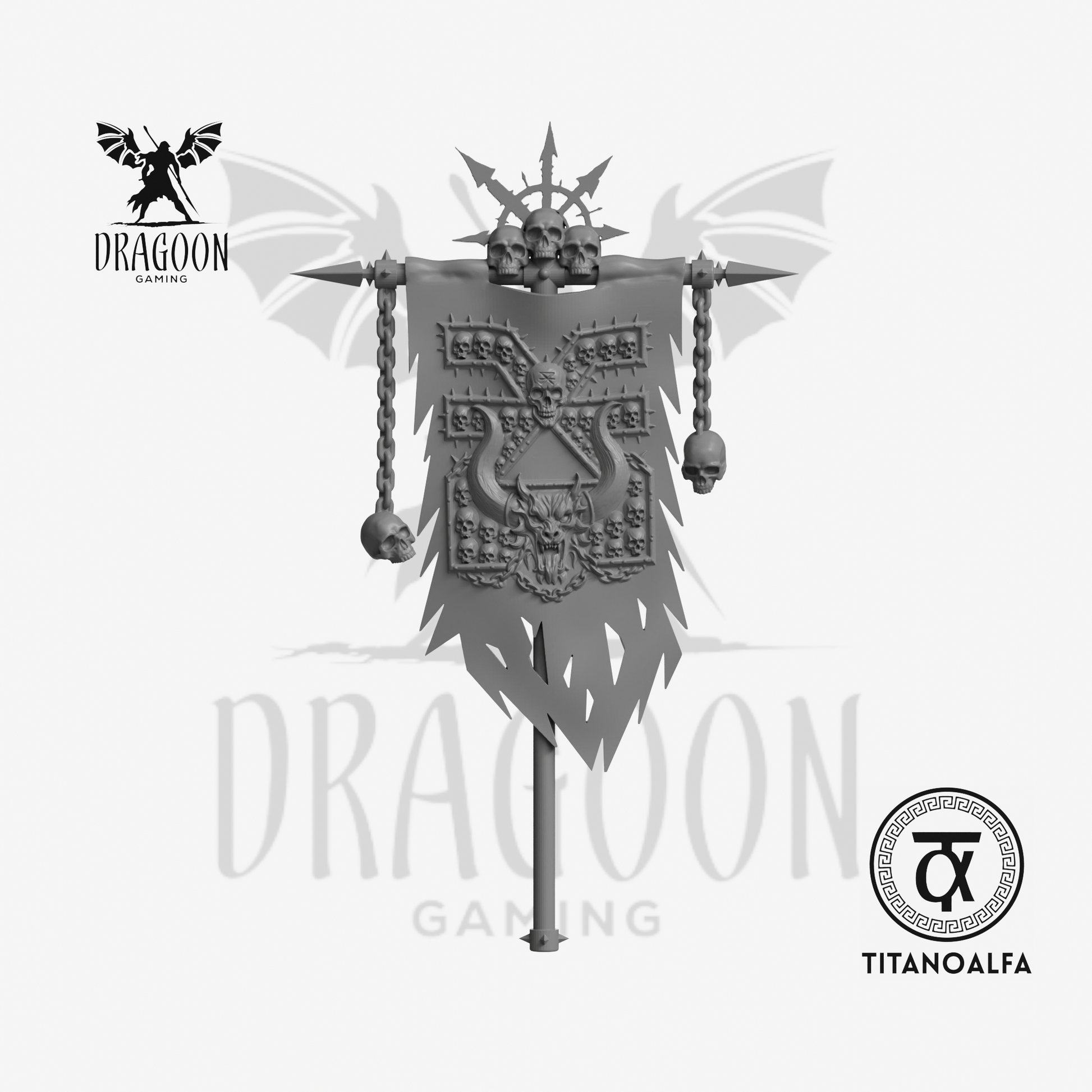 Dragoon Gaming 28mm Resin Khorne Skull Banner (Left Handed) for Warhammer 40k World Eaters / Chaos Space Marine Conversion
