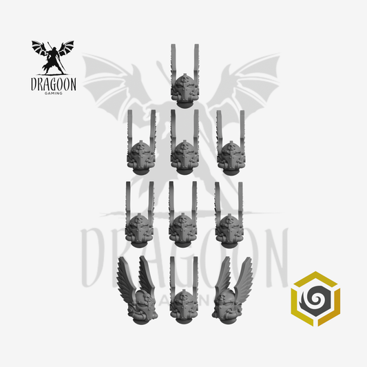 Dragoon Gaming 28mm Resin Helmets with Large Wings for Warhammer 40k Space Marine Character/Elite Conversion (10 Pack)