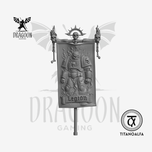 Dragoon Gaming 28mm Resin Legion of The Damned Banner (Enflamed Knight, Left Handed) for Warhammer 40k Space Marine Conversion