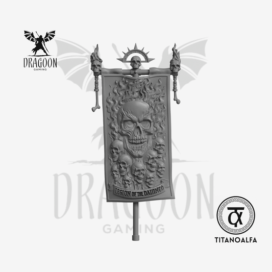 Dragoon Gaming 28mm Resin Legion of The Damned Banner (Fiery Skulls, Left Handed) for Warhammer 40k Space Marine Conversion