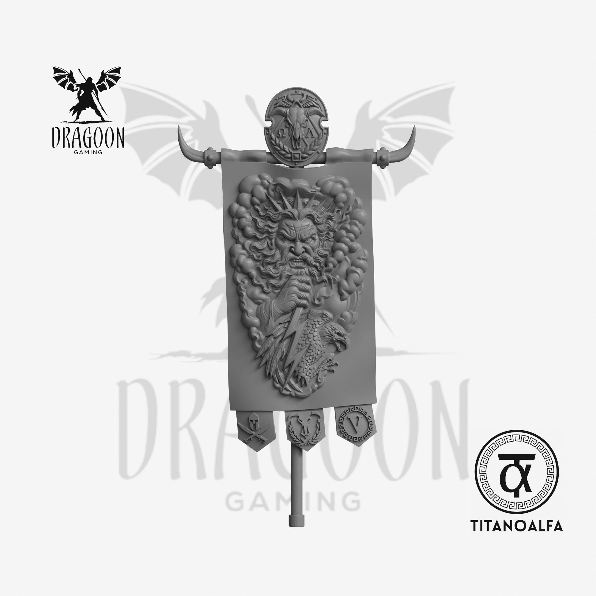 Dragoon Gaming 28mm Resin Minotaurs Banner (Zeus Motif, Left Handed) for Warhammer 40k Space Marine Conversion