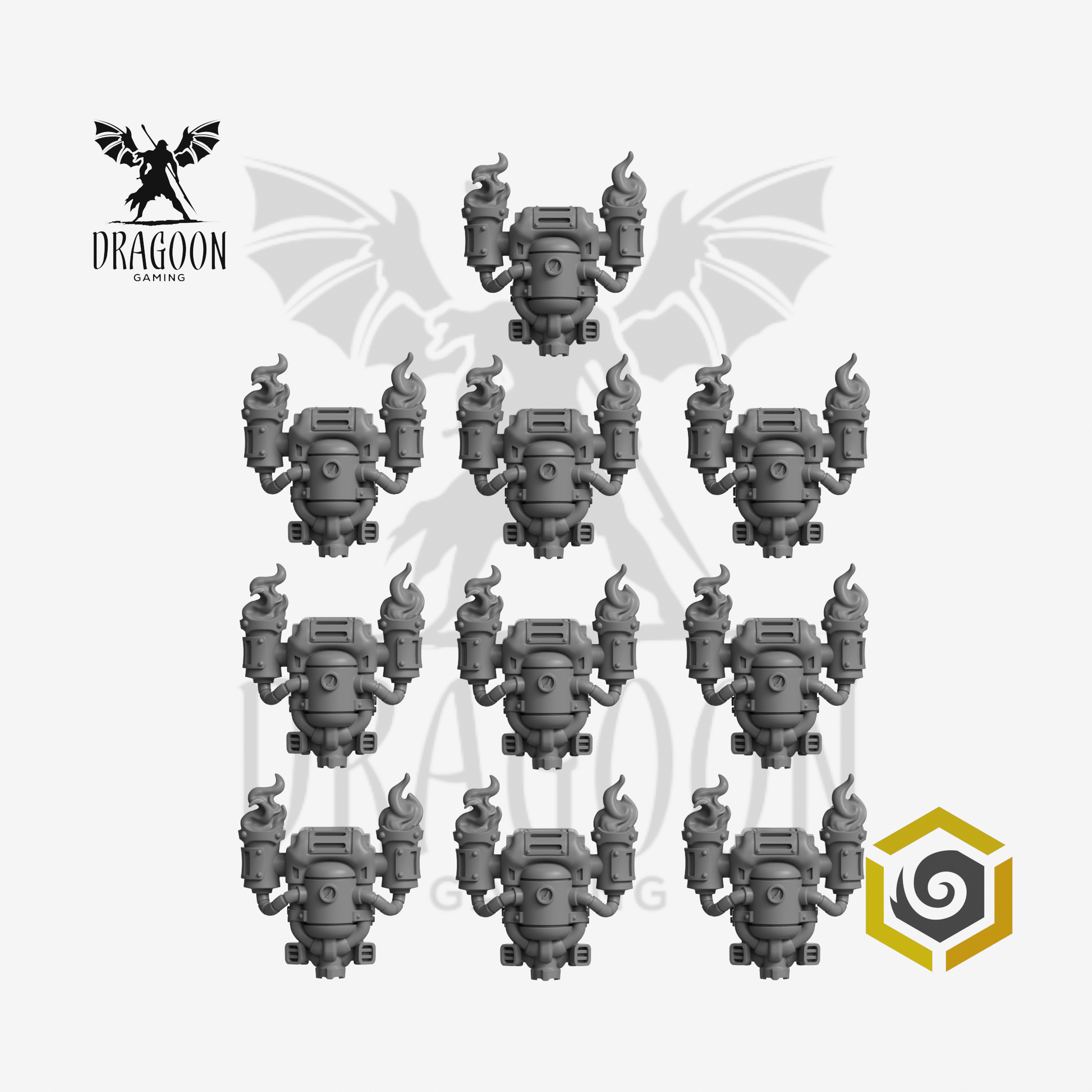 Dragoon Gaming 28mm Resin Promethean Lit Backpacks for Warhammer 40k Salamanders / Space Marine Conversion (10 Pack)