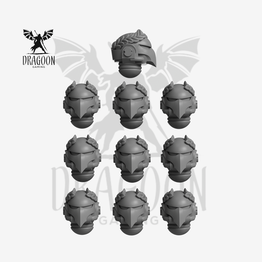Dragoon Gaming 28mm Resin Shallow Laurel Beaky Helmets for Warhammer 40k / Horus Heresy Space Marine Conversion (10 Pack)