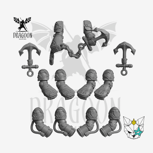 Dragoon Gaming 28mm Resin Shark Style Terminator Arm & Weapon Set (11 Pieces - Anchors, Power Fists, Arms) for Warhammer 40k