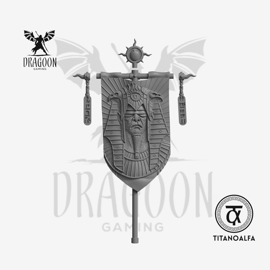 Dragoon Gaming 28mm Resin Sons of Sand Banner (Blindfolded Pharaoh, Left Handed) for Warhammer 40k Thousand Sons / Chaos Space Marine Conversion