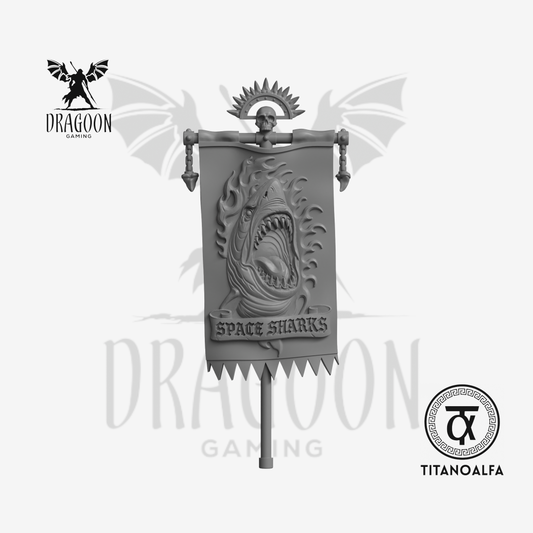 Dragoon Gaming 28mm Resin Space Sharks Banner for Warhammer 40k Carcharodons / Space Marine Conversion
