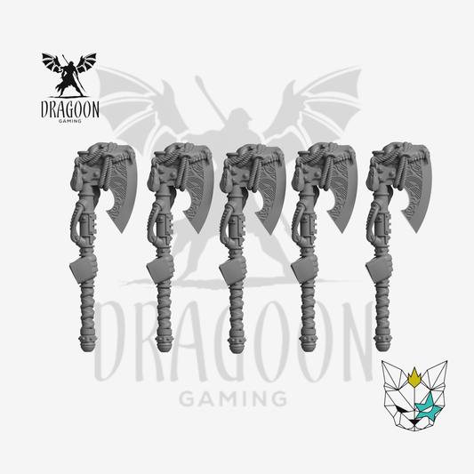 Dragoon Gaming 28mm Resin Space Viking Wolf Skull Axes for Warhammer 40k Space Wolves / Space Marine Conversion (5 Pack)