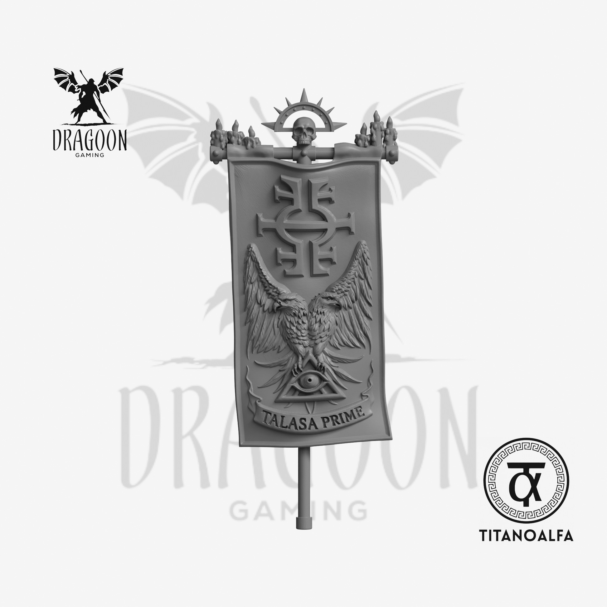 Dragoon Gaming 28mm Resin Talasa Prime Banner (Deathwatch Theme, Left Handed) for Warhammer 40k Deathwatch / Space Marine Conversion