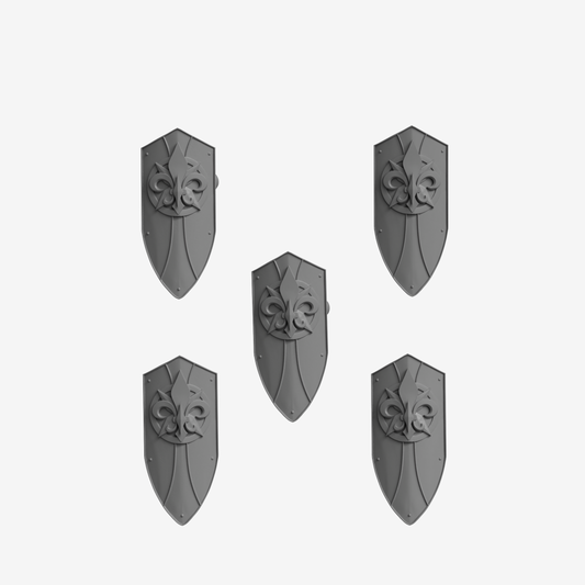 Dragoon Gaming 28mm Resin War Sisters Fleur de Lis Shields (Left Handed) for Warhammer 40k Sisters of Battle / Age of Sigmar Cities of Sigmar Conversion (5 Pack)